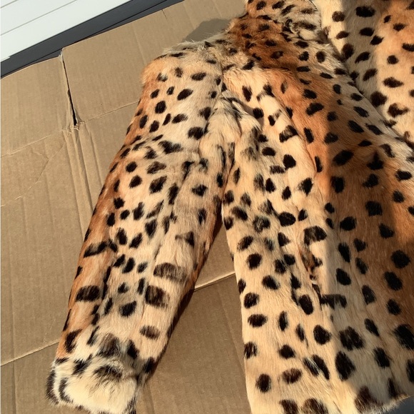 Vtg Y2K 90’s Leopard Spot Rabbit Fur Coat Glam Lux Old Money NOS PUFFY Hollywood - Picture 14 of 16